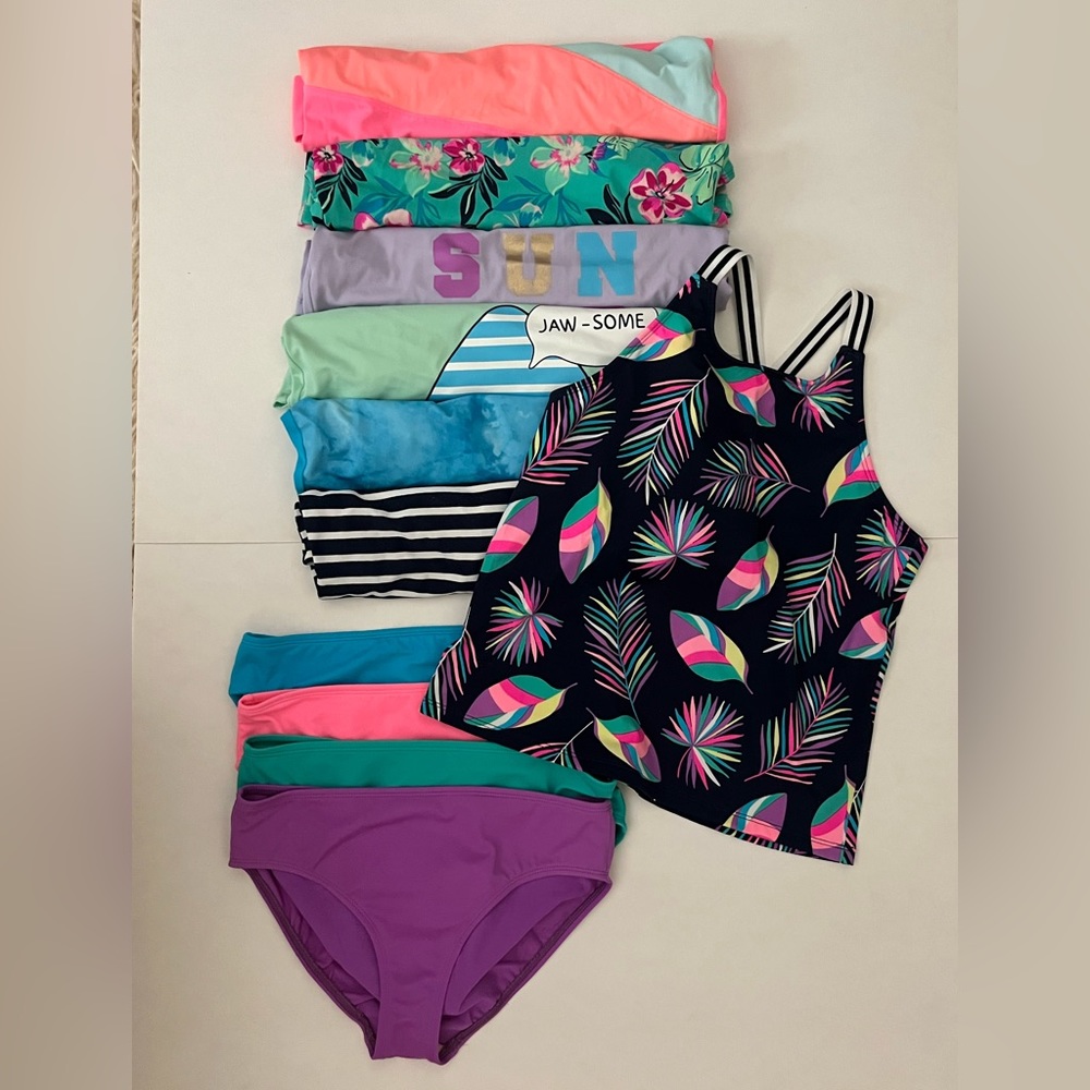 LANDS’ END BIG BUNDLE- FIVE Tankini Tops, FOUR Bottoms / Size 12-14